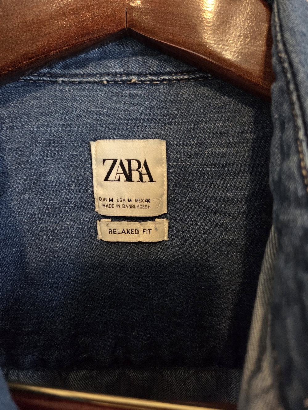 Zara Blue Denim Button-Down Shirt - Picture 3 of 15